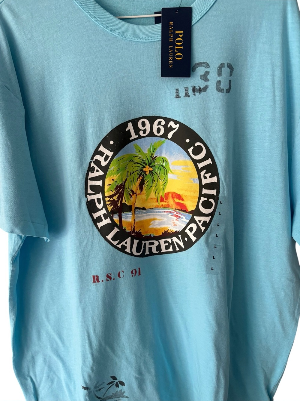 Polo Ralph Lauren Aqua Blue S/S Custom Fit Crewneck TShirt Size Large